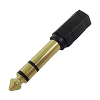 Audio Adapter, 1/4" Stereo Phone Plug to 3.5mm Stereo Mini Jack - Gold Plated | Calrad Electronics 35-550G