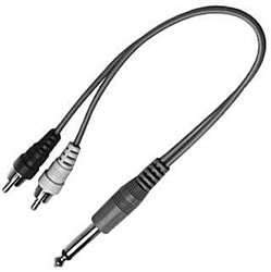 Calrad 35-576 1/4" Mono Plug to Two RCA Male Plugs