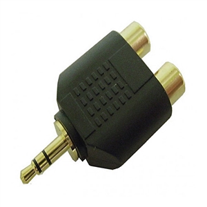 3.5mm Stereo Plug to Two RCA Jacks Audio Adapter Gold Plated | Calrad Electronics 35-586G