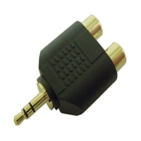 3.5mm Stereo Plug to Two RCA Jacks Audio Adapters Gold Plated 5 Pack | Calrad Electronics 35-586G-5