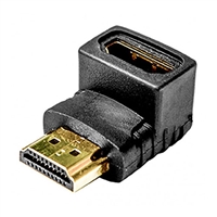 HDMI Female to Male right angle adapter. Down 270 degrees, Gold contacts. | Calrad Electronics 35-714A