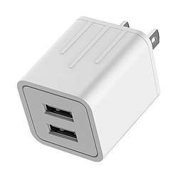 Calrad 42-AC-4 Two USB Ports 5V 2.1A AC / DC Power Adapter for iPad + iPhone + iPod, White
