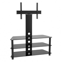 47-200 Calrad Electronics | Elegant Stand with TV Mount & 3 Glass Shelves, Fits 37"- 65" | Furniture