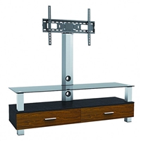 47-210 Calrad Electronics | Elegant Stand with TV Mount & 1 Wood, 1 Glass Shelve, Fits 37" - 65"