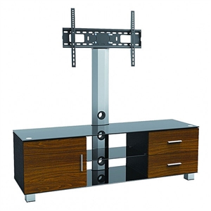 47-212 Calrad Electronics | Elegant TV Furniture Stand with Mount, Wood Drawers, Cabinet & 3 Glass Shelves, Fits 37"-65"