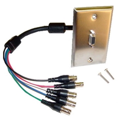 Calrad Electronics 55-622 HDTV DB15HD Female to 5 BNC Females RGB/HV 1 ft. Cable Mounted in a Stainless Steel Wall Plate