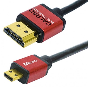 HDMI Micro Type D Male to HDMI Type A Male High Speed Cable, Ultra Slim, 1080p, 1 meter long | 55-647-S-1 Calrad Electronics