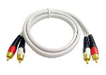 Calrad Electronics 55-700-3-WH 6mm Dual RCA Male to Male 3ft. Gold Plugs Molded Triple Shielded White