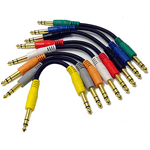 Calrad Electronics 55-720G-1 1/4" Stereo Plug to 1/4" Stereo Plug - 8 Multi Colored Ends per Package - Gold 1' Long - Shielded