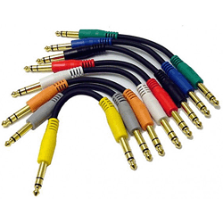 Calrad Electronics 55-720G-2 1/4" Stereo Plug to 1/4" Stereo Plug - 8 Multi Colored Ends per Package - Gold 2' Long - Shielded