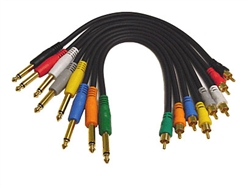 Calrad Electronics 55-721G-2 Patch Cable Kits, Multi-Colored Shielded 1/4" mono male to RCA male plug 2 ft.