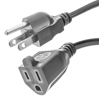 AC Extension Cable, 3 Prong Male to 3 Prong Female, 18 AWG 1 Ft. Long | 55-788-1 Calrad Electronics