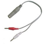 Calrad Electronics 55-996 Y Adapter Cable w/ 1/4" Stereo Jack to (2) 3.5mm Mono Plugs