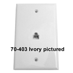 Calrad 70-426-W Flush Mount Single Jack Modular Wall Plate 6 Wire White