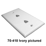 Calrad 70-531 Flush Mount Double-Jack Modular Wall Plate 8 Pin Ivory