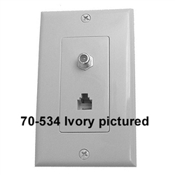 Calrad 70-534-WS Telephone/TV Wall Plate White Smooth