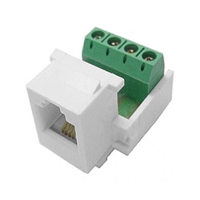 RJ-11 Keystone Jack to Screw Terminals Adapter, 4 Position, White | 72-100-T Calrad Electronics