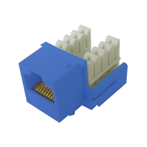 72-102-BU-E90 Calrad Keystone Jack, CAT5e RJ45 Connector UL 350 MHz Type 90 degree - Blue