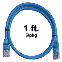 72-110-1-BU-5 Calrad Ethernet Cable, CAT5e RJ45 350 MHz Snagless Blue, 1 Ft. Long, 5/pkg | Calrad Electronics