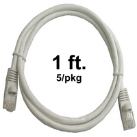 72-110-1-WH-5 Calrad Ethernet Cable, CAT5e RJ45 350 MHz Snagless White, 1 Ft. Long, 5/pkg | Calrad Electronics