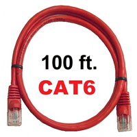 72-111-100-RD Calrad Ethernet Patch Cable, CAT-6 RJ45 Snagless Red, 100 Ft. Long | Calrad Electronics