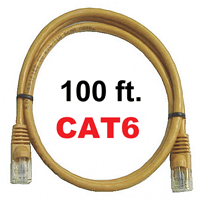 72-111-100-YL Calrad Ethernet Patch Cable, CAT-6 RJ45 Snagless Yellow, 100 Ft. Long | Calrad Electronics