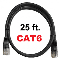 72-111-25-BK Calrad Ethernet Patch Cable, CAT-6 RJ45 Snagless Black, 25 Ft. Long | Calrad Electronics