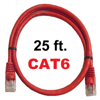 72-111-25-RD Calrad Ethernet Patch Cable, CAT-6 RJ45 Snagless Red, 25 Ft. Long | Calrad Electronics