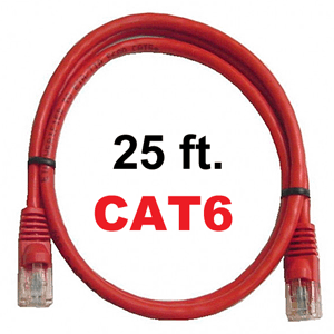 72-111-25-RD Calrad Ethernet Patch Cable, CAT-6 RJ45 Snagless Red, 25 Ft. Long | Calrad Electronics