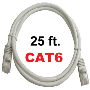 72-111-25-WH Calrad Ethernet Patch Cable, CAT-6 RJ45 Snagless White, 25 Ft. Long | Calrad Electronics