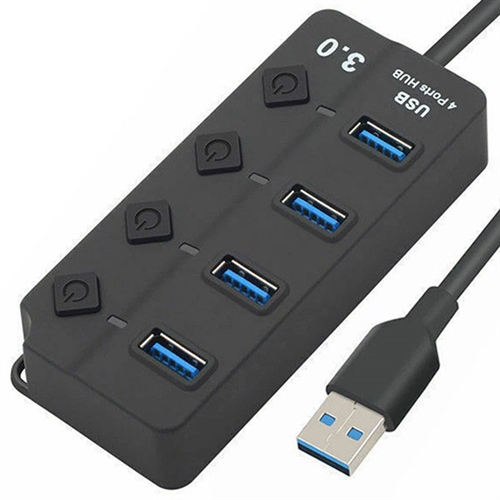 72-147 Calrad USB 3.0 Hub, 4 Port, Compact with On-Off Switches | Calrad Electronics