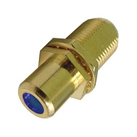 75-635AG-BU Calrad Electronics "F" Female to RCA Female Feed-Thru Hex Style with Blue Insert Audio Video Adapter, Gold Plated