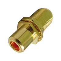 Calrad Electronics 75-635AG-Color "F" Female to RCA Female Colored Feedthrough Adapter w/ hex style bulkhead - GOLD