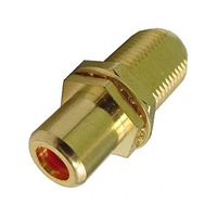 75-635AG-RD Calrad Electronics "F" Female to RCA Female Feed-Thru Hex Style with Red Insert Audio Video Adapter, Gold Plated
