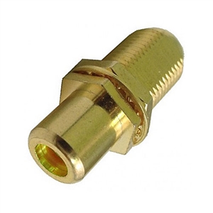 75-635AG-YL Calrad Electronics "F" Female to RCA Female Feed-Thru Hex Style with Yellow Insert Audio Video Adapter, Gold Plated