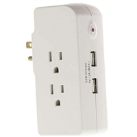 Surge Protector with 3 Outlets and 2 USB Chargers ECG EMF-3