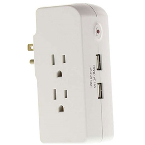 Surge Protector with 3 Outlets and 2 USB Chargers ECG EMF-3