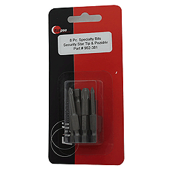 902-381 Eclipse Tools 8 Pc Assortment Pack Specialty(5 lobe security & pozidriv) Bit Set