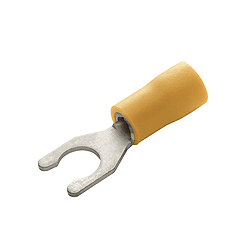 902-434-10 Eclipse Tools Locking Spade Terminal, 12-10AWG, #8 Stud Size, Yellow, Insulated PVC, Brazed Seam, 10 Pack