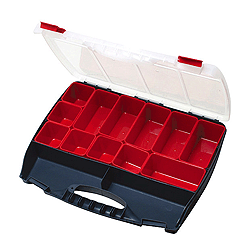 SB-4536B Eclipse Tools Compartment Storage Case, 12 removable compartments, up to 14 total compartments.