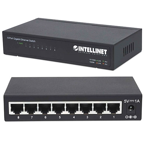 530347 Intellinet 8-Port Gigabit Ethernet Switch, Metal