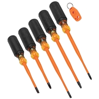33736INS Klein Tools Insulated Screwdriver Set, 1000V Volts Slim-Tip and Magnetizer, 6-Piece