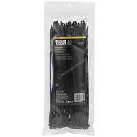 450-210 â€‹Klein Tools Cable Ties, Zip Ties, 11.5 inch, Black, 50-Pound Tensile Strength, 100/pkg.