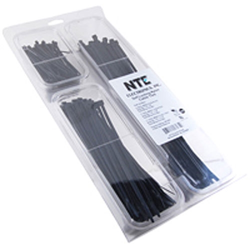 NTE 04-CPBLK Self-Locking Nylon Black Cable Tie Kit - NTE Electronics