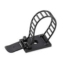 04-LACC19-0 NTE Electronics, Cable Clamp, Ladder Style, Adjustable, 2.75 inch, Black Nylon with Adhesive Base, 10/bag