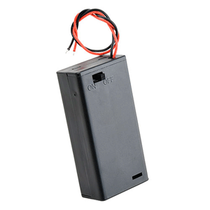 23-BH2-4 NTE Electronics Battery Holder 2-AA side-by-side with 150mm 5.9" wire, cover and on-off switch