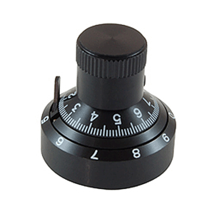 505-0002 NTE Electronics Dial, KILO No. 412, 1" Diameter, Vernier Scale, 10 Turns, Brake Lever, Black Finish