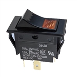 NTE 54-053 Rocker, Lighted, Amber, SPST, 15A, 125VAC Switch ON NONE OFF