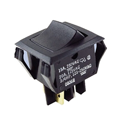 NTE 54-081 Rocker, DPST, 20A, 125VAC Switch OFF NONE ON