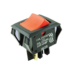 NTE 54-082 Rocker, Lighted, Red, DPST, 20A, 125VAC Switch OFF NONE ON